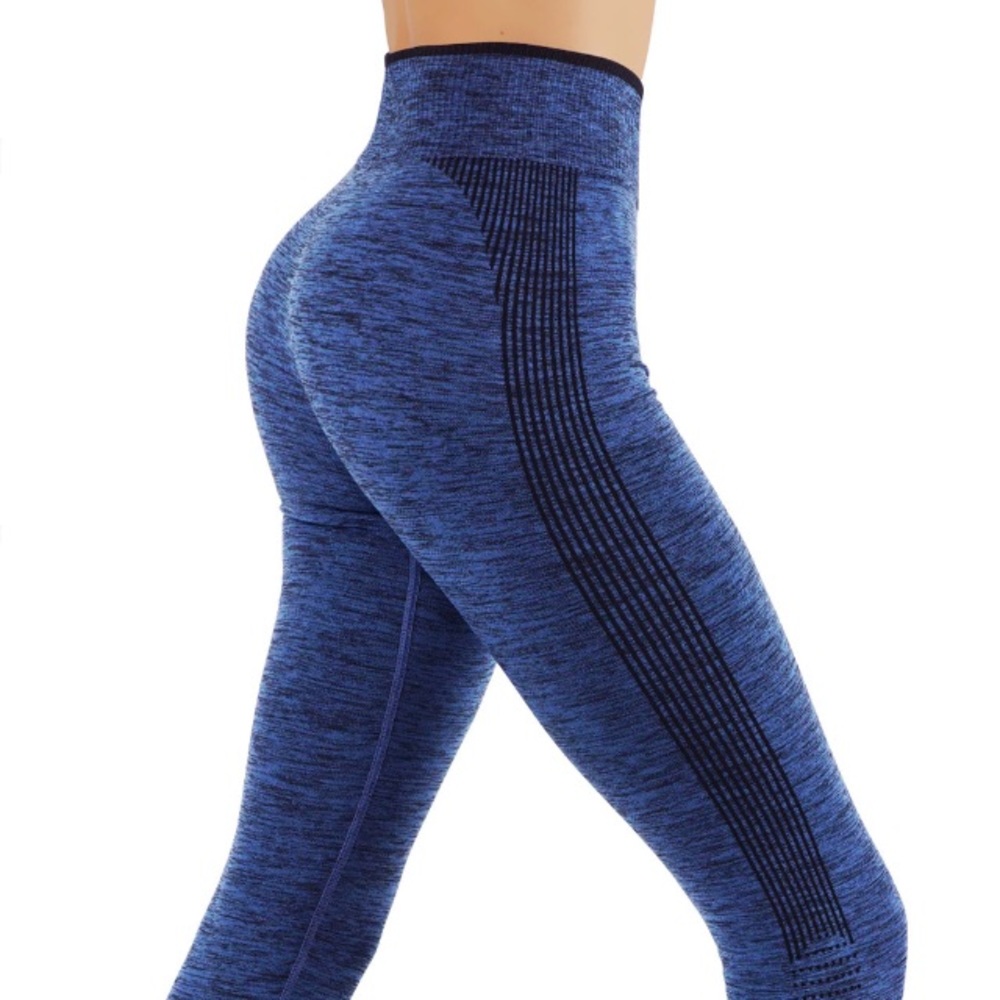 Otos Yoga capri compression power leggings blue S/M NWOT